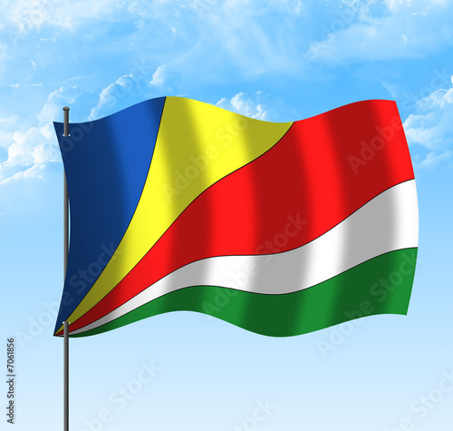 Illustration: Drapeau des Seychelles , ciel et vent Drapeau des Seychelles , ciel et vent