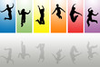 people jumping with shadows