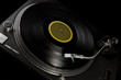 vinyl turntable on black