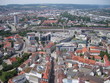 Die Dächer von Ulm und Bahnhof vom Ulmer Münster aus