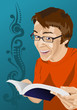 Happy young man reading Happy young man reading