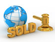 Blue globe and gavel