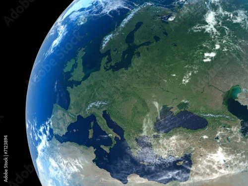 Europe as seen from space with cloud formations