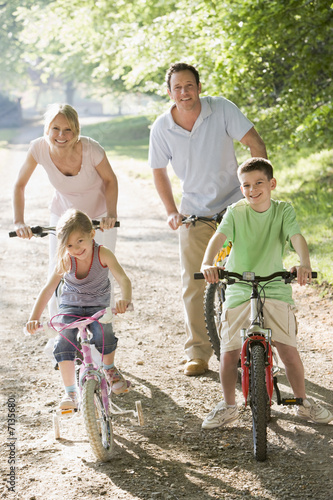 Family on bicycle ride