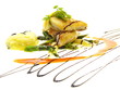 erholungsidee und frühlingsfigur mit fisch und spargel