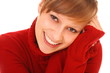 Smiling beautiful young woman  in red sweater