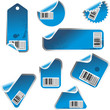 Vector: blue vector tag and sticker set with bar codes blue vector tag and sticker set with bar codes