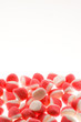 red candyes on white background