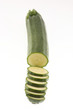 sliced zucchini on white background