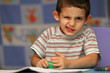 Young boy with headphones on his head