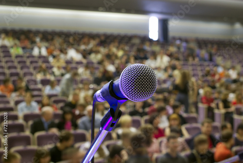 Photo: microphone on the stage and auditorium microphone on the stage and auditorium