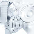 silvery microphone and headphones