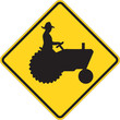 Tractor warning sign on white Tractor warning sign on white