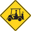 Golf Cart traffic sign warning on white Golf Cart traffic sign warning on white