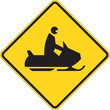 Snowmobile warning sign on white Snowmobile warning sign on white