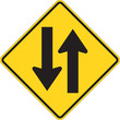 Two Way warning sign on white Two Way warning sign on white