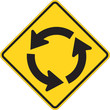 Circular Intersection warning sign on white Circular Intersection warning sign on white