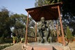 gandhi statue at rajghat memorial in new delhi, india