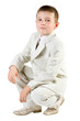 Serious boy like businessman