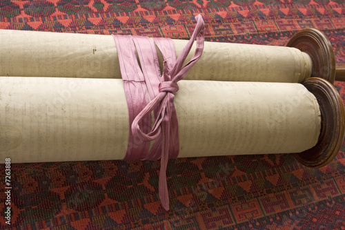 Photo: Torah Scroll With Ribbon Torah Scroll With Ribbon