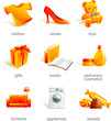 Icon set - shopping related items. Aqua Icon set - shopping related items. Aqua