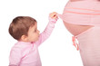 Little girl and pregnant look in