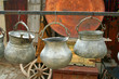 Three antique pots hanging Three antique pots hanging