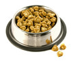 Shiny bowl fool of heart shaped pet food