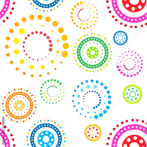 Colorful seamless circles pattern on white background