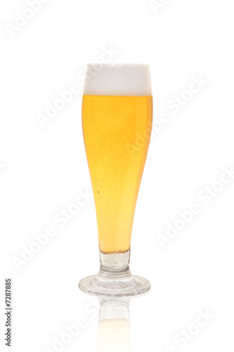 Photo: glass of beer on white background glass of beer on white background