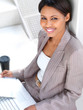 Business woman working on a laptop