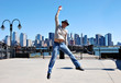 Happy young man jumping