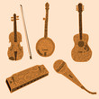 Five country music instruments 