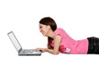 teenager working on her laptop happily