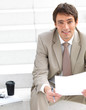 Businessman holding document