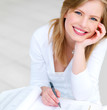 Woman writing in notebook