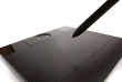 graphic tablet and pen on white background