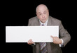man pointing to blank sign