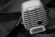 Vintage Microphone in Black and White