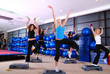 girls stepping in a fitness center girls stepping in a fitness center