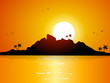 Paradise tropical island at sunset