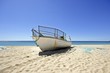 Fisherboat on the beach at Armacao de Pera in Portugal