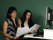 Two girls at the computer