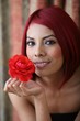 Red Head with Red Flower