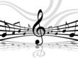 Abstract musical lines with notes. Vector illustration