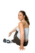 Female fitness trainer exercising on the floor, 