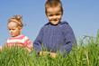Kids playing in the grass