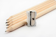 Pencils with pencil sharpener on white Pencils with pencil sharpener on white