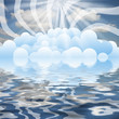 Clouds on sky with reflection in water Clouds on sky with reflection in water