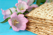 matzo. jewish passover bread with flowers. very shallow DOF